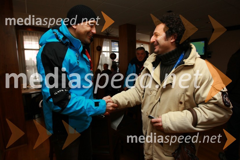 Matjaž Kovačič, predsednik uprave Nove KBM in dr. Patrick Vlačič, minister za promet46. Zlata lisica, druženje na Snežnem stadionu in VIP šotoru