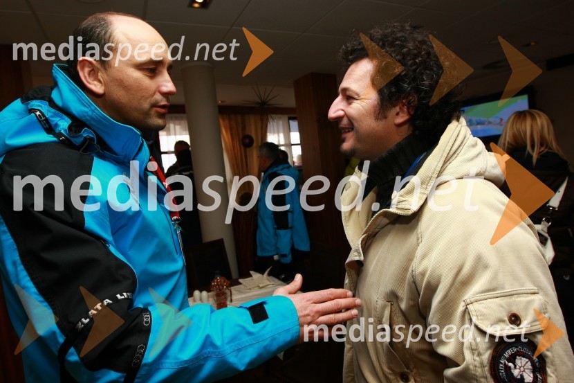 Matjaž Kovačič, predsednik uprave Nove KBM in dr. Patrick Vlačič, minister za promet46. Zlata lisica, druženje na Snežnem stadionu in VIP šotoru