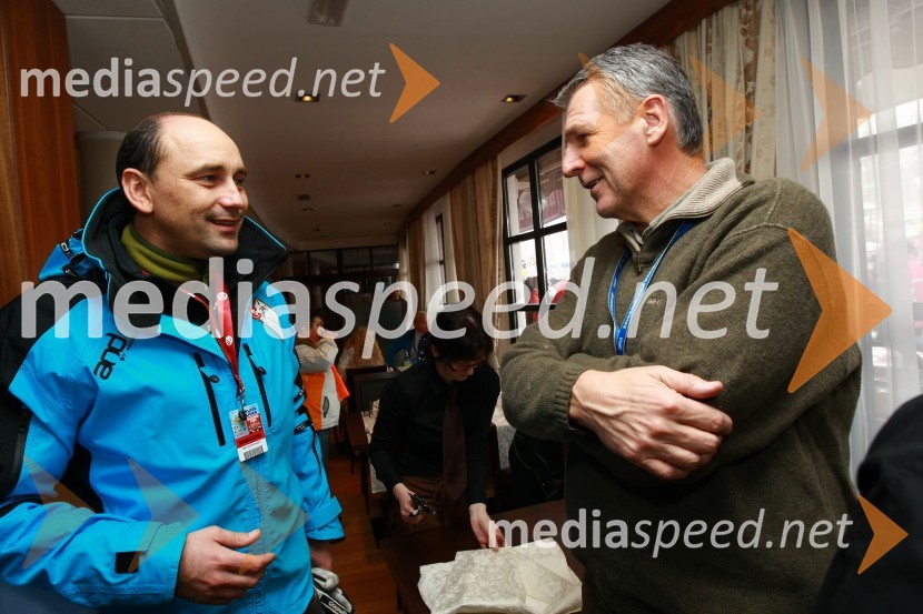 Matjaž Kovačič, predsednik uprave Nove KBM in Marko Voljč, nekdanji predsednik uprave NLB46. Zlata lisica, druženje na Snežnem stadionu in VIP šotoru