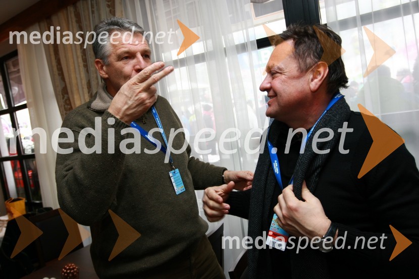 Marko Voljč, nekdanji predsednik uprave NLB in Zoran Janković, župan Ljubljane46. Zlata lisica, druženje na Snežnem stadionu in VIP šotoru