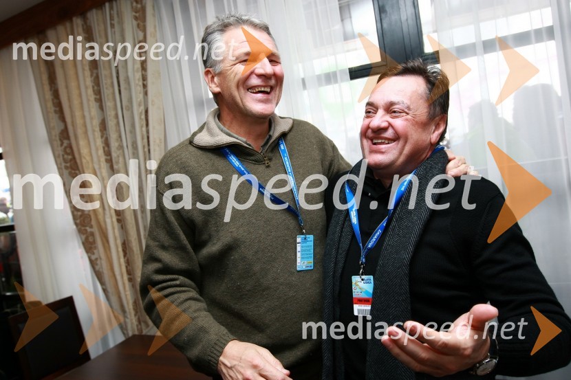 Marko Voljč, nekdanji predsednik uprave NLB in Zoran Janković, župan Ljubljane46. Zlata lisica, druženje na Snežnem stadionu in VIP šotoru