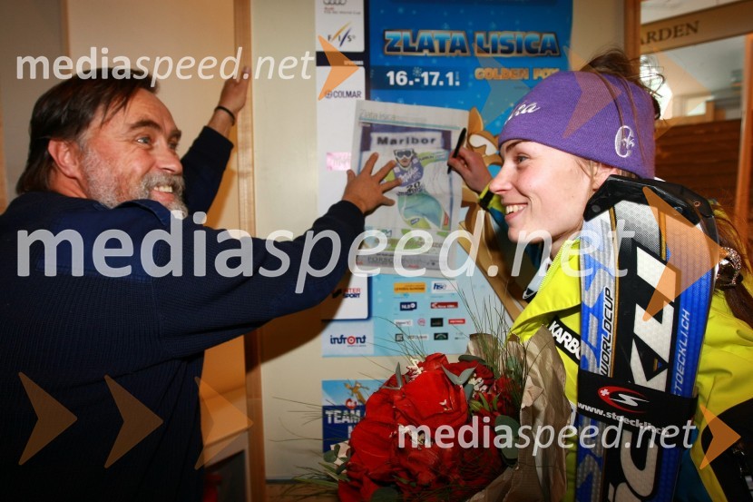 Srđan Živulović - Bobo, fotograf in Tina Maze, smučarka46. Zlata lisica, druženje na Snežnem stadionu in VIP šotoru