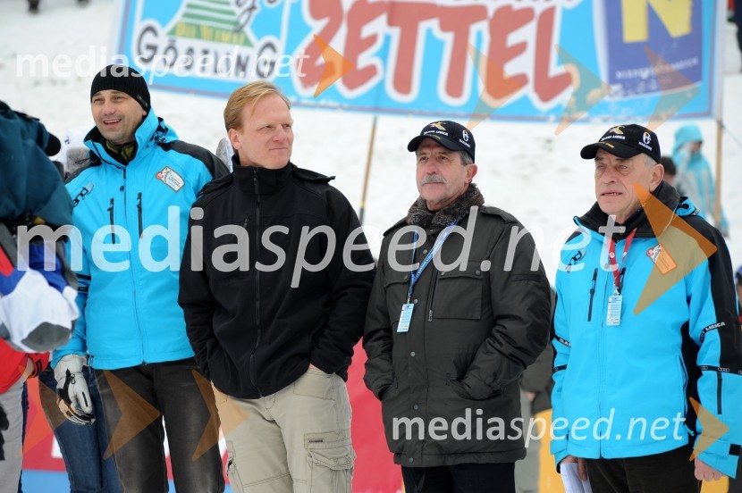 Matjaž Kovačič, predsednik uprave Nove KBM, Marko Jazbec, član uprave NLB , Drago Cotar, predsednik uprave Zavarovalnice Maribor;&nbsp;Danilo Kline, vodja protokola Zlata lisica46. Zlata lisica, slalom