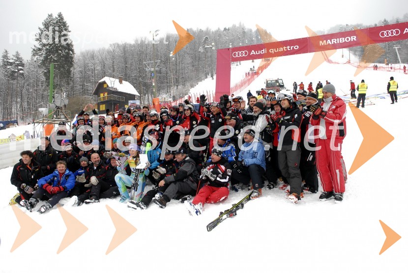 Tina Maze, smučarka (Slovenija), drugouvrščena na slalomu za 46. Zlato lisico (v sredini)46. Zlata lisica, slalom
