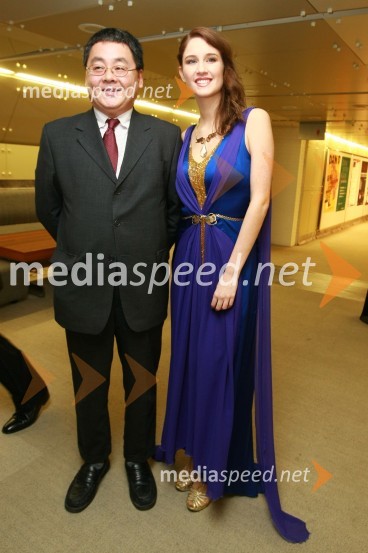 Masahiro Tajima, predsednik Summit Avto in Anamarija Avbelj, Miss universe Slovenije 200813. Veliki dobrodelni ples Lions kluba Ljubljana ob 20-obletnici lionizma v Sloveniji