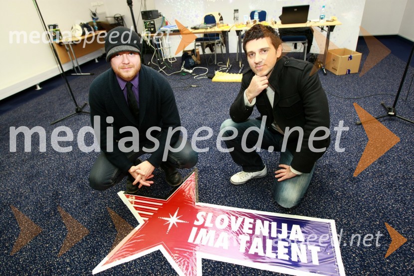 Igor Bratož, kreativni producent oddaje Slovenija ima talent in Donald Rose, kreativni direktor Pro PlusSlovenija ima talent, predizbor v Mariboru