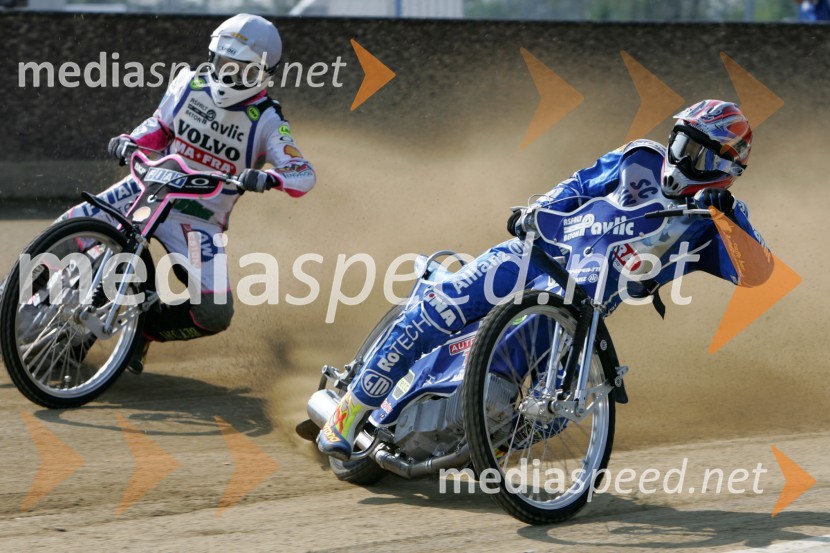 Jernej Kolenko (AMTK Ljubljana) in Jurica Pavlic (SK Unia Goričan Hrvaška)SPEEDWAY, 2. dirka DP ekip Slovenije, Avstrije in Hrvaške