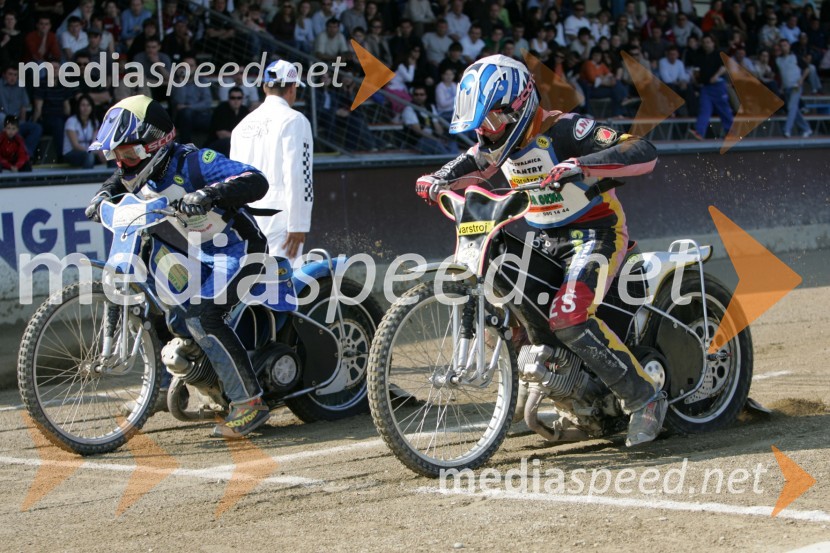Matija Duh (AMD Krško) in Denis Štojs (AMTK Ljubljana)SPEEDWAY, 2. dirka DP ekip Slovenije, Avstrije in Hrvaške