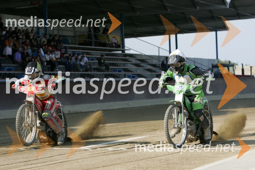 Davor Volk (AMD Krško) in Maks Gregorič (AMTK Ljubljana)SPEEDWAY, 2. dirka DP ekip Slovenije, Avstrije in Hrvaške