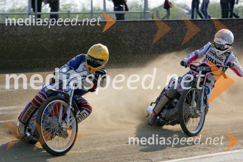 Izak Šantej (AMD Krško) in Jernej Kolenko (AMTK Ljubljana)SPEEDWAY, 2. dirka DP ekip Slovenije, Avstrije in Hrvaške