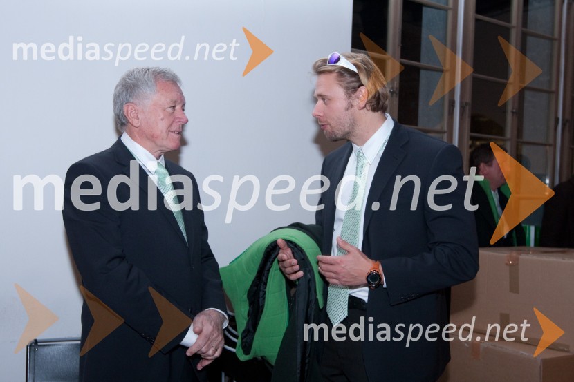 Tone Vogrinec, vodja olimpijske delegacije in Matej Juhart, trenerPredstavitev olimpijske delegacije Slovenije