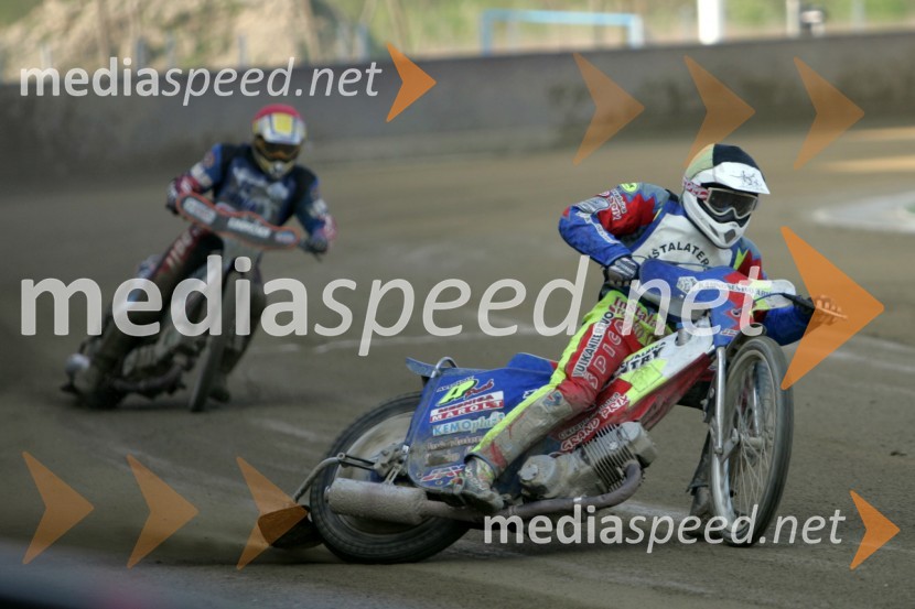 Marko Vlah (Hrvaška) in Samo Kukovica (AMD Krško)SPEEDWAY, 2. dirka DP ekip Slovenije, Avstrije in Hrvaške