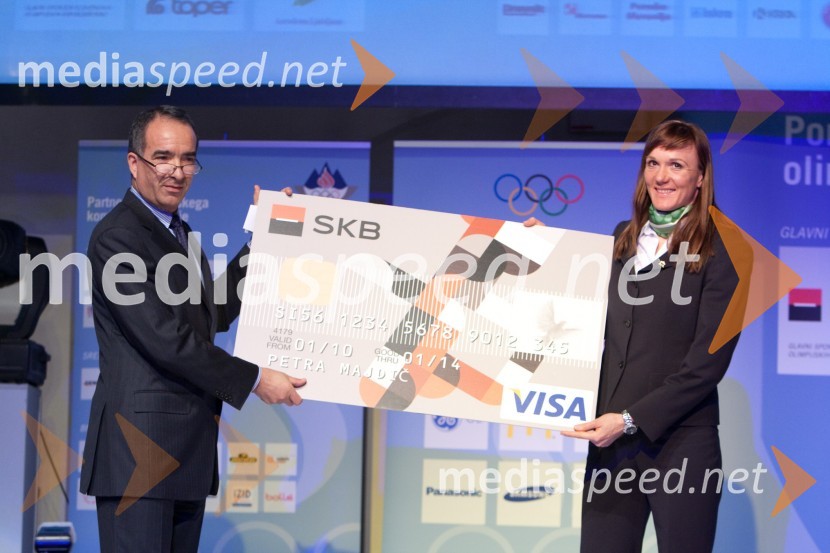 André-Marc Prudent, podpredsednik uprave SKB banke in Petra Majdič, smučarska tekačicaPredstavitev olimpijske delegacije Slovenije