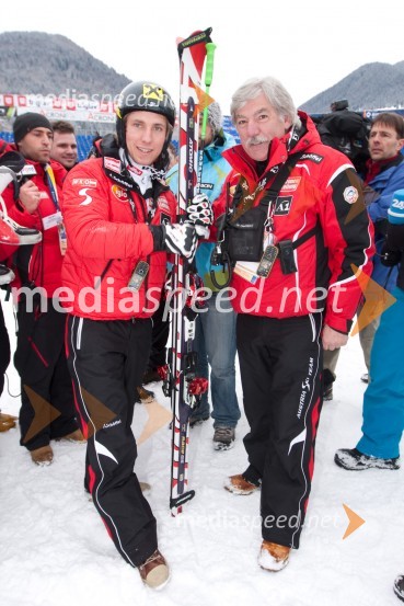Marcel Hirscher, smučar (Avstrija) in zmagovalec veleslaloma za 49. Pokal Vitranc ter Robert Brunner, trener avstrijske smučarske reprezentance49. Pokal Vitranc 2010, veleslalom