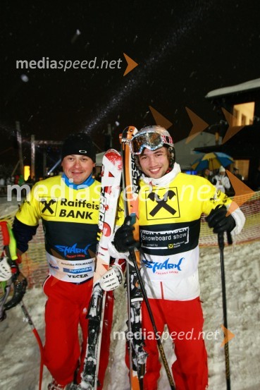 Peter Pen, pomočnik trenerja za hitre discipline v hrvaški smučarski reprezentanci in Filip Flisar, reprezentant smučarskega krosaRok Flander Snowboard show 2010