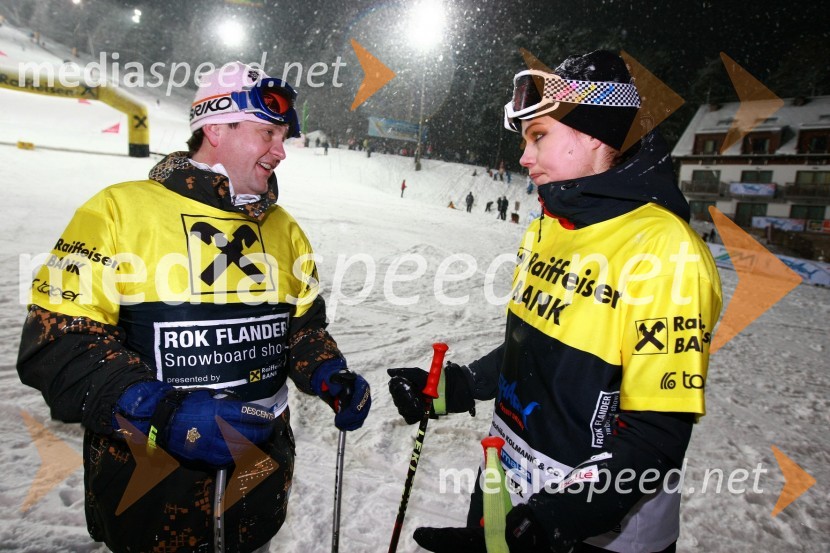 Leo Ivanjko, lastnik podjetja Vinag in Tina Petelin, Miss Slovenije 2009Rok Flander Snowboard show 2010