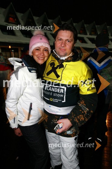 Klementina Ihanec in Leo Ivanjko, lastnik podjetja VinagRok Flander Snowboard show 2010