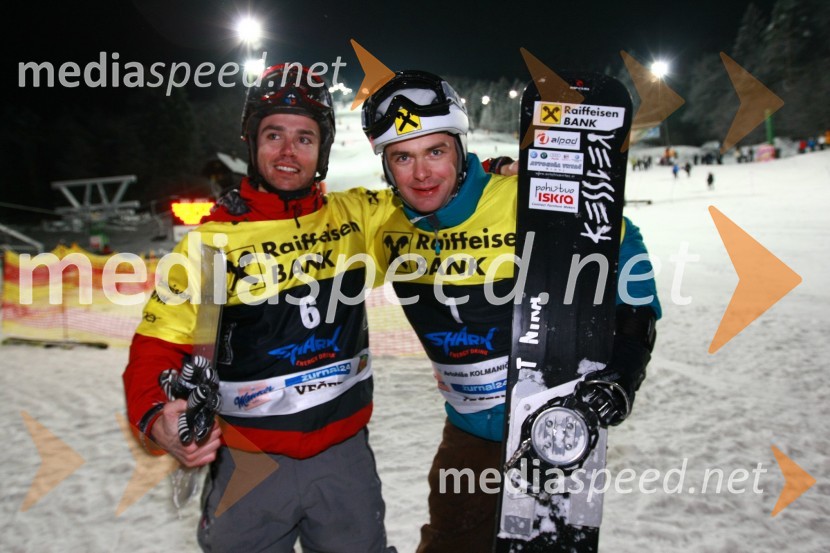 Silvan Dofour (Francija) in Rok Flander, deskar na sneguRok Flander Snowboard show 2010