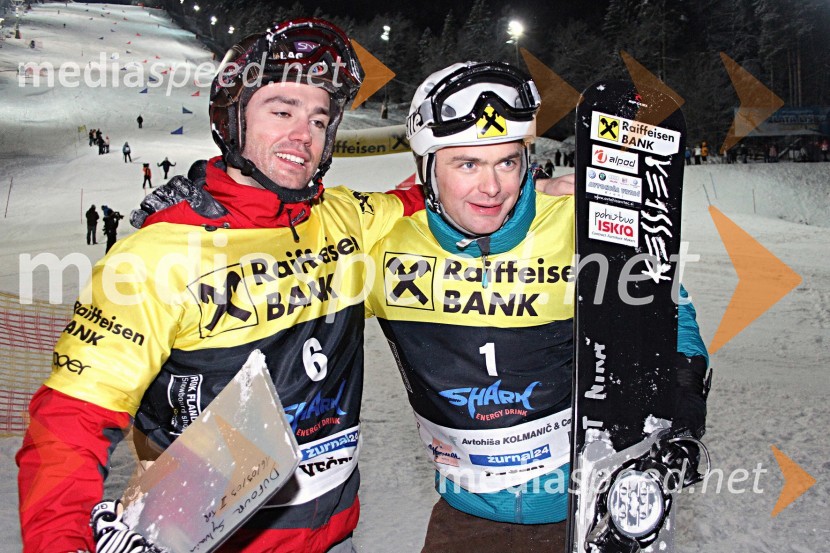 Silvan Dofour (Francija) in Rok Flander, deskar na sneguRok Flander Snowboard show 2010