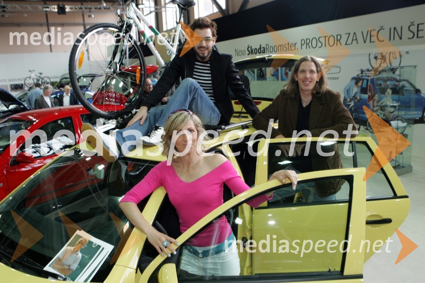 Alenka Bikar, atletinja in Anžej Dežan, pevec in Luka Špik, veslačSrečanje znanih Slovencev, voznikov avtomobilov Škoda