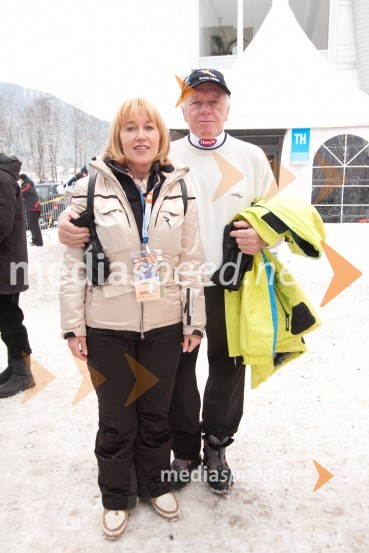 Tone Vogrinec, direktor smučarskega sklada in soproga Alenka49. Pokal Vitranc 2010, veleslalom