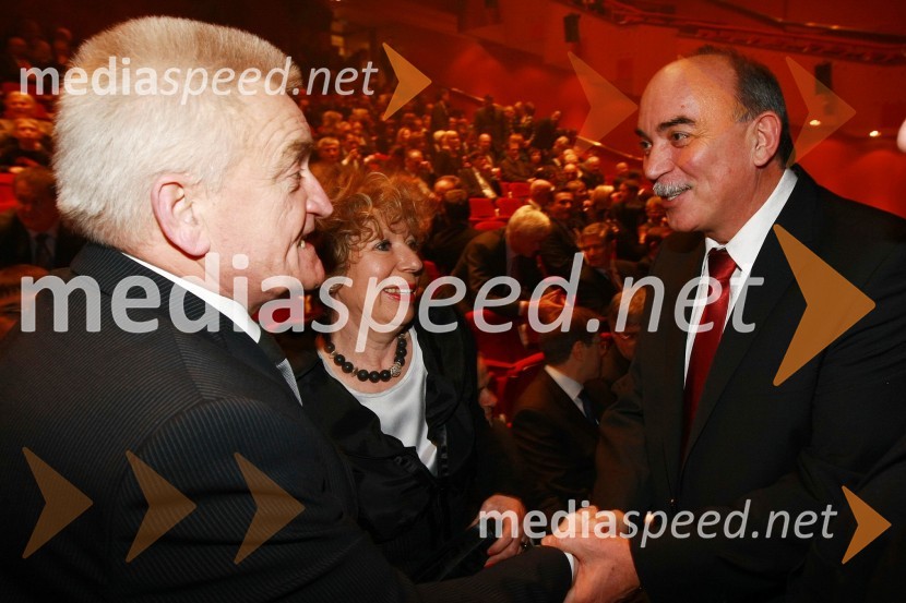 Borut Miklavčič, minister za zdravje, njegova žena Breda Miklavčič in Peter Žigante, direktor podjetja Savaprojekt d.d., KrškoPodelitev nagrad Gospodarske zbornice Slovenije za izjemne gospodarske in podjetniške dosežke