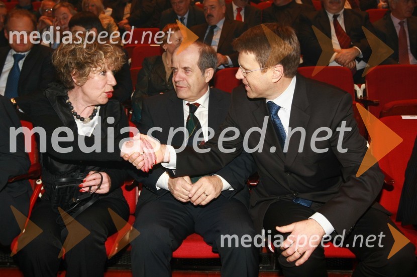 Breda Miklavčič, soproga Boruta Miklavčiča, dr. Ivan Svetlik, minister za delo, družino in socialne zadeve ter Samuel Žbogar, minister za zunanje zadevePodelitev nagrad Gospodarske zbornice Slovenije za izjemne gospodarske in podjetniške dosežke