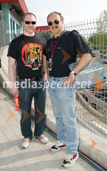 Gregor Andrejka in Marjan Fortin, novinarja TV SlovenijaSPEEDWAY GRAND PRIX, VN Slovenije 2006