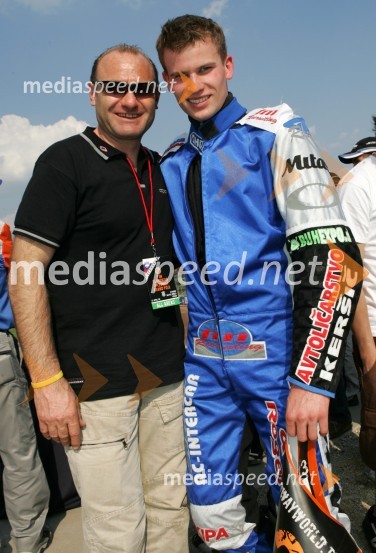 Armando Castagna, mentor Mateja Žagarja in najboljši italijanski voznik speedwaya vseh časov in Matej Žagar, spidvejistSPEEDWAY GRAND PRIX, VN Slovenije 2006