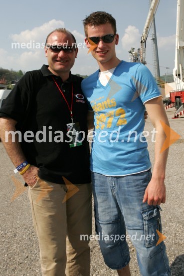 Armando Castagna, mentor Mateja Žagarja in najboljši italijanski voznik speedwaya vseh časov ter Matej Žagar, spidvejistSPEEDWAY GRAND PRIX, VN Slovenije 2006