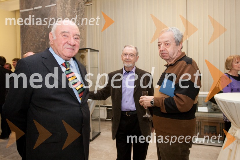 Anton Nanut, dirigent, Janez Gregorc, skladatelj in Jani Golob, skladateljOdprtje novega studia 26 Radia Slovenija