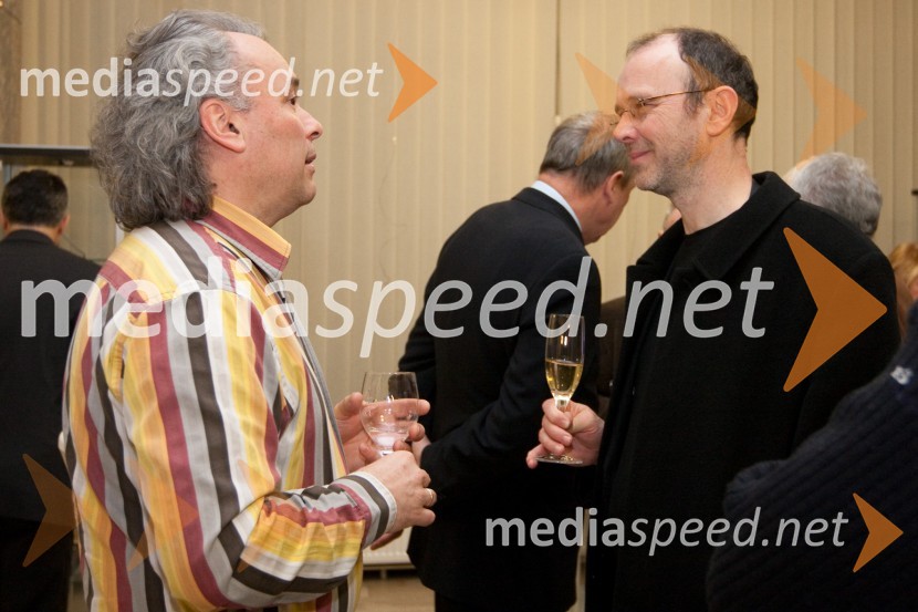 Dušan Kranjc, glasbenik in Lojze Krajnčan, dirigent Big Banda RTV SlovenijaOdprtje novega studia 26 Radia Slovenija