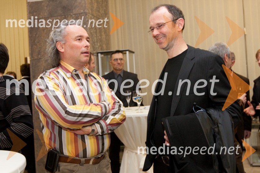 Dušan Kranjc, glasbenik in Lojze Krajnčan, dirigent Big Banda RTV SlovenijaOdprtje novega studia 26 Radia Slovenija