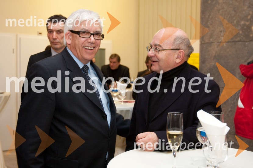 Aleks Štakul, nekdanji direktor RTV Slovenija in Mitja Rotovnik, direktor Cankarjevega domaOdprtje novega studia 26 Radia Slovenija