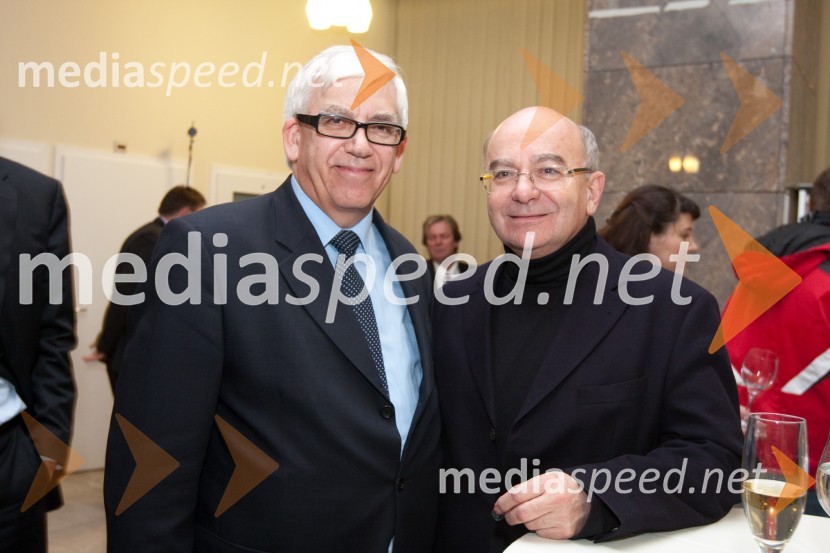 Aleks Štakul, nekdanji direktor RTV Slovenija in Mitja Rotovnik, direktor Cankarjevega domaOdprtje novega studia 26 Radia Slovenija