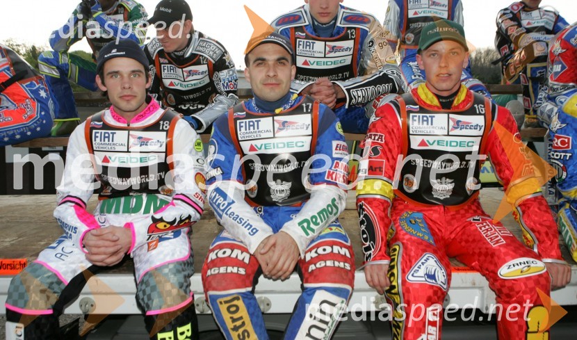 Jernej Kolenko, Izak Šantej (oba Slovenija) in Matej Ferjan (Madžarska - Slovenija), speedwayistiSPEEDWAY GRAND PRIX, VN Slovenije 2006, dirka
