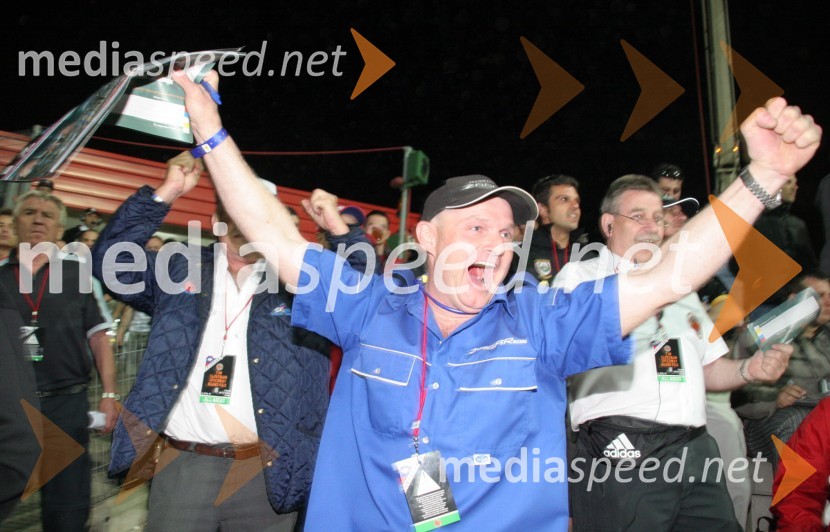 Franc Kalin, trener speedwayistov AMTK Ljubljana, med vožnjami Mateja ŽagarjaSPEEDWAY GRAND PRIX, VN Slovenije 2006, RAZNO