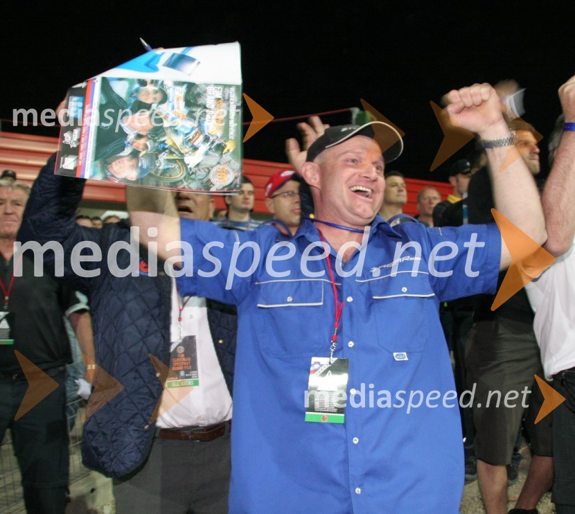Franc Kalin, trener speedwayistov AMTK Ljubljana, med vožnjami Mateja ŽagarjaSPEEDWAY GRAND PRIX, VN Slovenije 2006, RAZNO