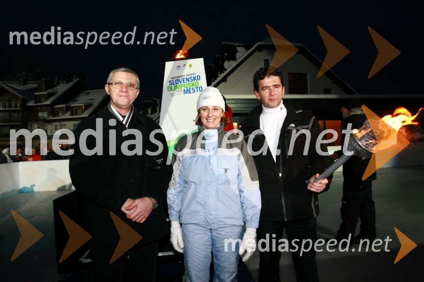 Leon Kremžar, podpredsednik Olimpijskega komiteja Slovenije (OKS), Katja Koren Miklavec, nekdanja smučarka in Rok Peče, podžupan Mestne občine MariborSlovensko olimpijsko mesto Maribor