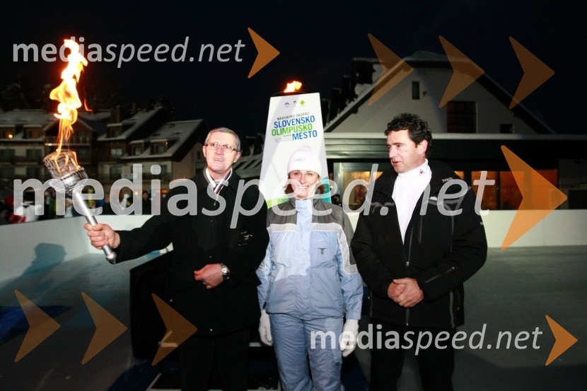 Leon Kremžar, podpredsednik Olimpijskega komiteja Slovenije (OKS), Katja Koren Miklavec, nekdanja smučarka in Rok Peče, podžupan Mestne občine MariborSlovensko olimpijsko mesto Maribor