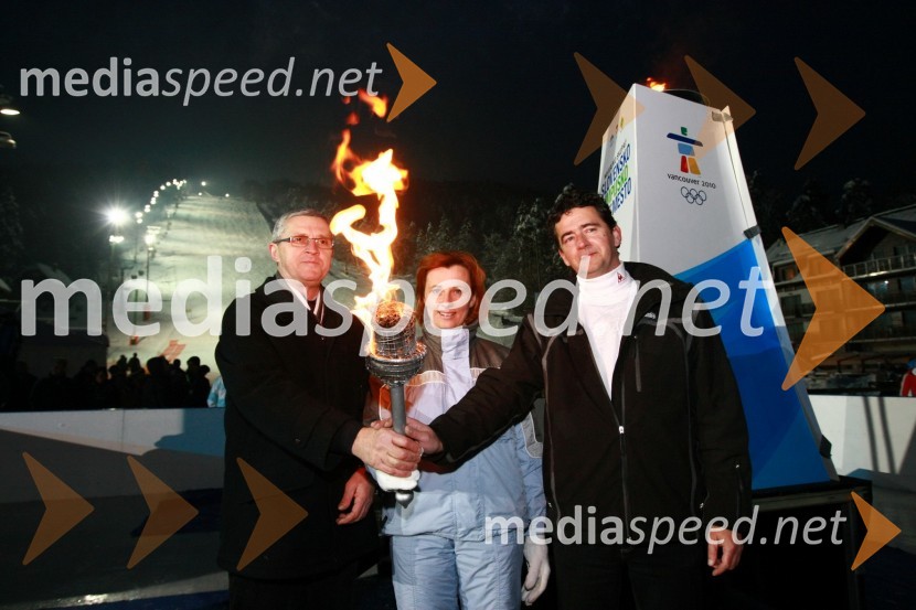 Leon Kremžar, podpredsednik Olimpijskega komiteja Slovenije (OKS), Katja Koren Miklavec, nekdanja smučarka in Rok Peče, podžupan Mestne občine MariborSlovensko olimpijsko mesto Maribor