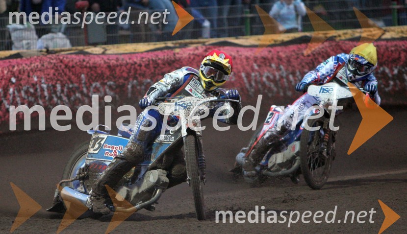 Matej Žagar (Slovenija) in Jason Crump (Avstralija)SPEEDWAY GRAND PRIX, VN Slovenije 2006, dirka