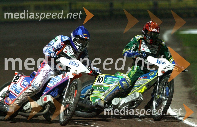 Jason Crump (Avstralija) in Antonio Lindbaeck (Švedska)SPEEDWAY GRAND PRIX, VN Slovenije 2006, dirka
