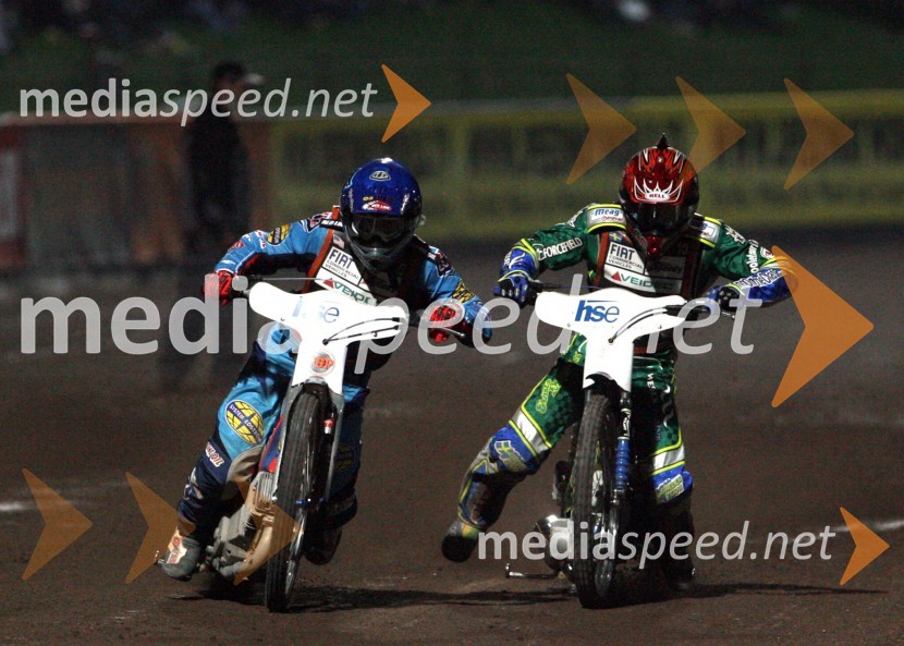 Greg Hancock (ZDA) in Antonio Lindbaeck (Švedska)SPEEDWAY GRAND PRIX, VN Slovenije 2006, dirka