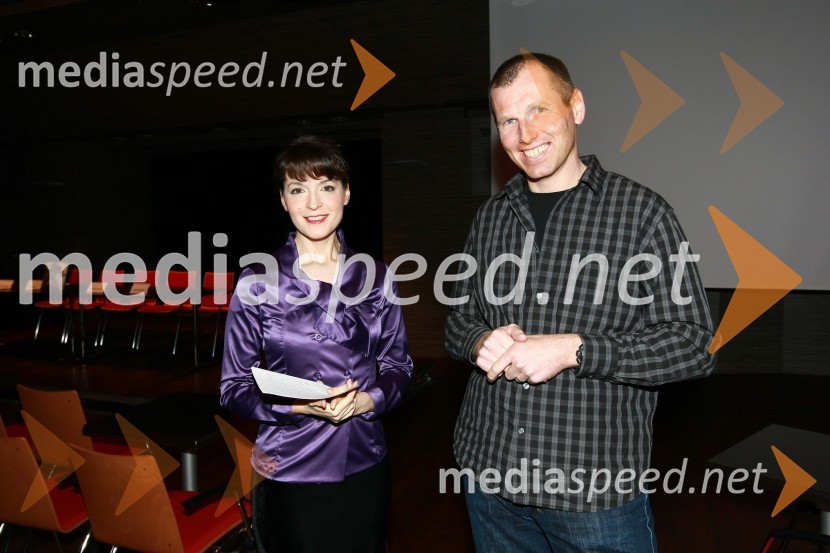 Tjaša Koprivec, urednica Založbe Sanje in Zoran HajtnikTomaž Humar: Ni nemogočih poti, novinarska konferenca ob drugi dopolnjeni izdaji