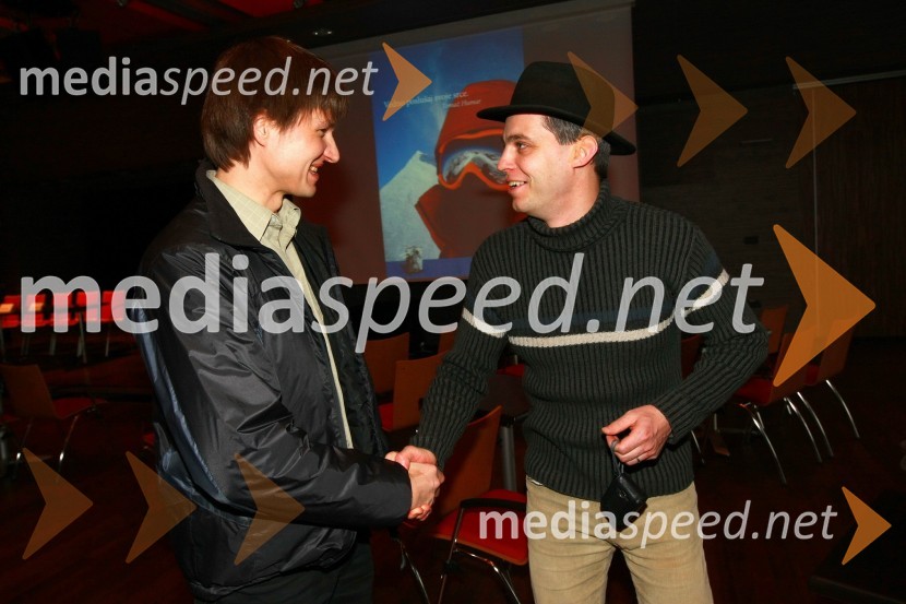 Aleš Koželj, alpinist in soplezalec Tomaža Humarja ter Matej Humar, brat Tomaža HumarjaTomaž Humar: Ni nemogočih poti, novinarska konferenca ob drugi dopolnjeni izdaji