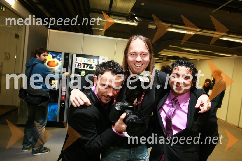 Mišo Kontrec, član skupine Langa, Miro Majcen, fotograf in Jože Kontrec, član skupine LangaEMA 2010, predizbor