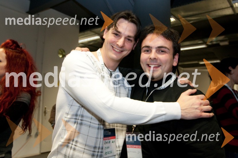 Miha Hercog, glasbenik in Dejan Debelak, piarovec glasbene agencije Lendero&Co.EMA 2010, predizbor