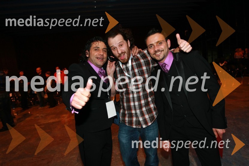 Jože Kontrec, član skupine Langa, Jernej Šavel, novinar in Mišo Kontrec, član skupine LangaEMA 2010, predizbor