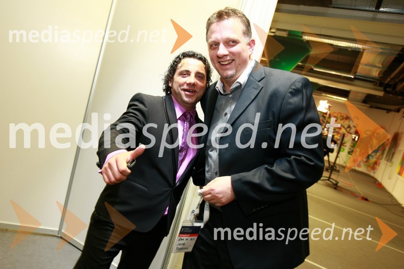 Jože Kontrec, član skupine Langa in Igor Pirkovič, pomočnik direktorja TV SlovenijaEMA 2010, finale